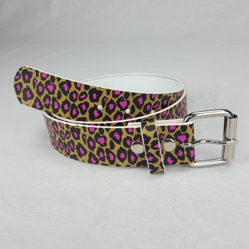 Leopard Spot Belt Pink & Tan Faux Leather